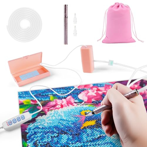 Jellybibo Elektrischer Diamant Painting Stift, Diamantmalzubehör, elektrischer Diamant Painting Stift für Diamantmalerei, wiederaufladbarer Diamantmalstift mit Vakuumpumpe, kein Wachs erforderlich