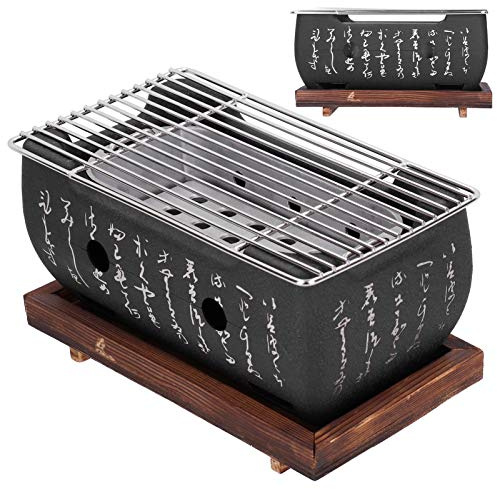 Grill de barbecue japonais, outils de barbecue domestique à table 13.5x13.5x24.6cm / 5.3x5.3x9.7in Accessoires de poêle à barbe à charnière pour le camping