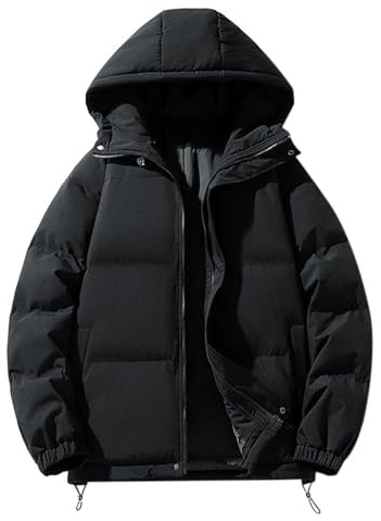 Lockenstab Women's Black Quilted Puffer Down Coat, UK Hooded Waterproof Jacket, Short Length, Loose Fit, Sherpa Lining, Long Sleeve, Trench Coat Style(Black,M)