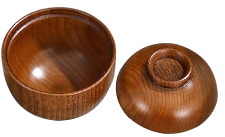 FONDOTIN Cuenco de Madera con Tapa para Servir Sopa y Aperitivos
