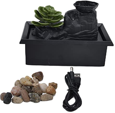 Respicefinem USB 3V succulenti ornamenti della fontana con luminosa in plastica leggera leggera robusta per la decorazione del tavolo da ufficio interno