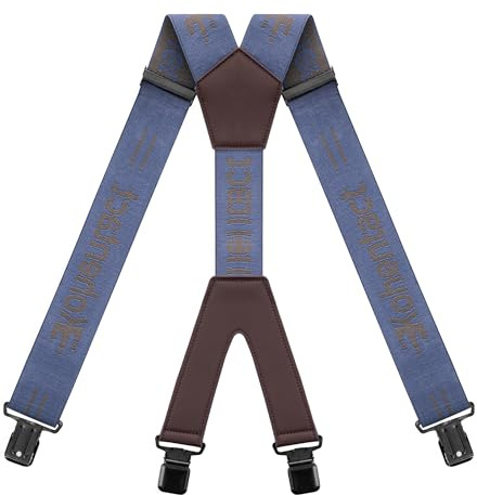 Kohentact Men’s Industrial Strength Work Suspenders 2-Inch Wide X-Back Heavy Duty Braces with 4 Strong Metal Clips, Elastic Adjustable, Unisex for Dress Pants, Work Trousers, Motorcycle Pants