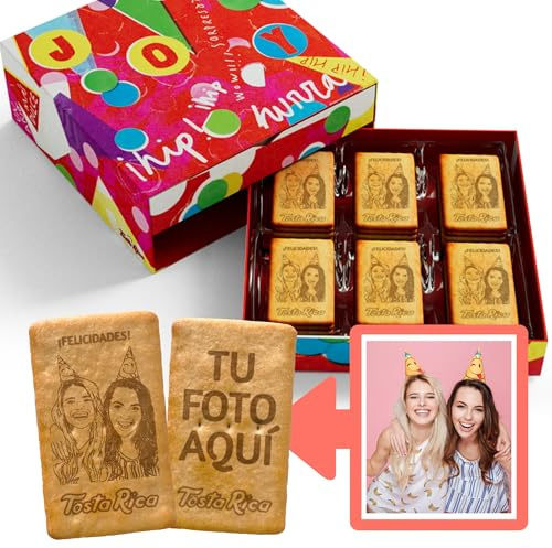 TostaRica - 60 Galletas Personalizadas con Foto y Dedicatoria - Regalo Original - C de Cumpleaños