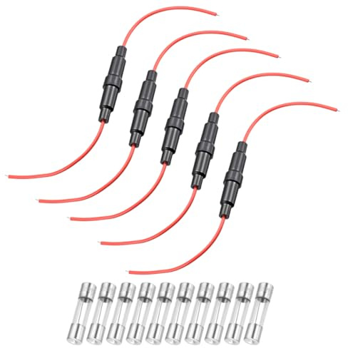 QUARKZMAN 5 Pcs Portafusibles Tipo Tornillo En Línea 6x30mm Cable Rojo