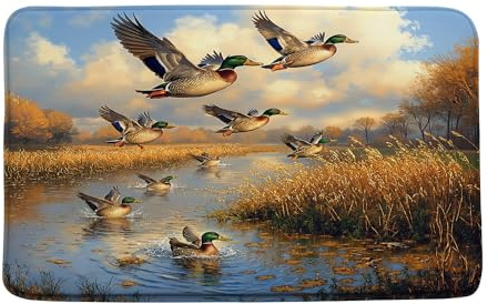 Caza De Patos Salvajes En Vuelo En Una Casa De Campo Rústica Alfombra Exterior Suave Alfombrilla De Baño Plegable Felpudos para Bañera Cocina Ducha 40X60Cm