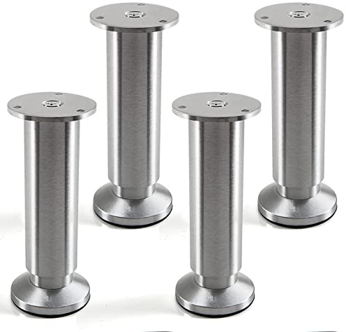 SOTECH 4er Set Möbelfüße Alpha verstellbar Bettfüße Alu gebürstet | belastbar bis 250 Kg, Höhe: 150 mm