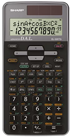 Sharp EL-520TG-GY Wissenschaftlicher Schulrechner (D.A.L.-Eingabe, Solar-/Batteriebetrieben) Silber