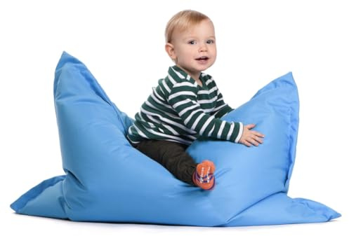 sunnypillow S Sitzsack, Outdoor & Indoor 100 x 70 cm mit 60L Styropor Füllung Sessel für Kinder & Erwachsene Sitzkissen Sofa Beanbag viele Farben und Größen zur Auswahl Blau