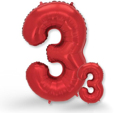 FUNXGO® Ballon decoration anniversaire 3 ans - Lot de 2 - Ballons Numéro 3 en Rouge - deco anniversaire 3 ans fille ou garcon - Gonflables à l'Hélium - Happy Birthday Decoration - Rouge Chiffre 3