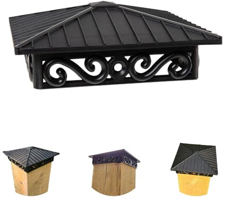 FENCE & DECK RITE Decorative Post Caps for 4x4 Wood Posts (3.5 x 3.5) Heavy-Duty Black Reinforced Polypropylene Weather-Resistant UV-Protected Outdoor Fence & Deck Post Covers (Pack of 4)