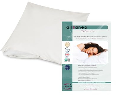 allsaneo Premium Encasing Kissenbezug 50x50 Allergiker Milbenschutz | Allergendichter Zwischenbezug gegen Milben & Bettwanzen, atmungsaktiv, Hohenstein & Dermatest zertifiziert, bis 95°C waschbar