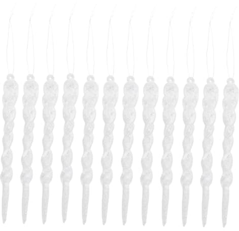 PRETYZOOM 12Pcs Weihnachtsbaum Eiszapfen Twist Eiszapfen Ornament 13Cm Weihnachtsbaum Hängen Ornament für Hochzeit Urlaub Hausgarten Dekoration Weiß