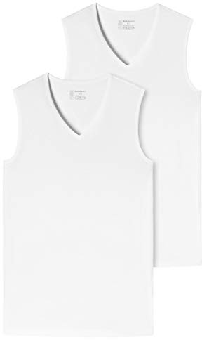 Schiesser Herren 95/5 Organic Cotton Unterhemd Mit Breiten Träger V-Neck Unterwäsche, Weiß, L EU