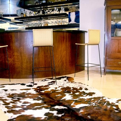 Appaloosa Cowhides Genuine Cowhides Rug - Natural Leather Hide Rugs for Living Room & Area Rug for Bedroom - Real Cowhide Rug for Rustic Home Decor - Original Tricolor Cowhide Rugs 6x6-7 ft
