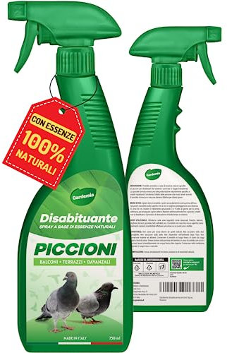 Gardemia Disabituante Anti Piccioni 750ml Spray Sgradito Azione Naturale Barriera Vegetale Che Disabitua da Balcone Casa Alternativa Eco a Repellente Dissuasori Gufo Corvo Veleno Ultrasuoni Spuntoni