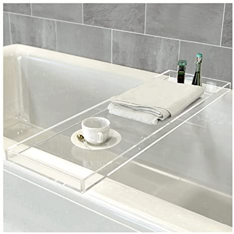 Samnuerly Badewannenablage aus Acryl, Badewannenregal für luxuriöse Badewannen, langlebig, transparent, Premium, 1–2 Erwachsene, für die meisten Badewannen, 76 x 20 x 3 cm (76 x 20 x 3 cm)