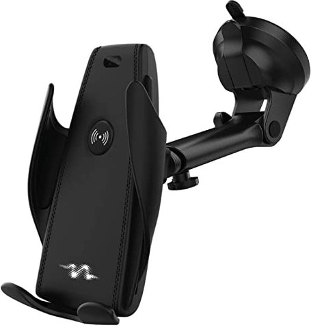 S SUMEX Cargador Inalámbrico Coche Soporte con Cierre y Apertura Automático Inducción Electromagnética Giratorio 360 Grados para iPhone, Samsung y Modelos con Carga Inalámbrica