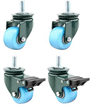 Aiyomi Industrielle Schwerlast-Rollen 1,5 Zoll (40 Mm) 2 Zoll (50mm) M8 / M10 / M12 Gewinde Doppeltes Lager Möbel-Rollen Mit Bremse Universal Schwenkbar Lenkrollen Tragfähigkeit 250-300KG