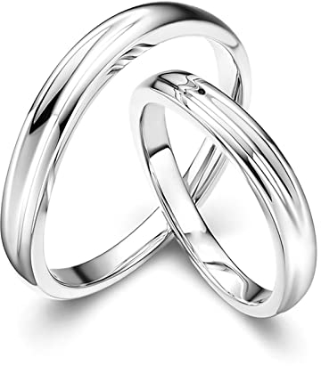 AMDXD Echtschmuck Ringe, 2er Bandringe 950 Platin Klassiker Design Eheringe Hochzeitsring Freundschaftsringe, Damen 56 & Herren 61