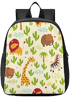 ISAOA Children Travel Rucksacks,Animals Girffe Zebra Cactus Kid's Backpack Nursery Preschool School Bag