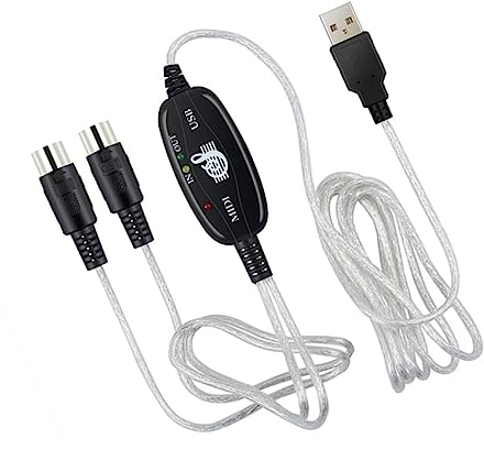 Supvox 180x2cm Usb Midi Kabel Mit Integriertem Treiber Stabiles Verbindungskabel Für Musikbearbeitung Und Tastaturanschluss Kompatibel Mit Windows Systemen