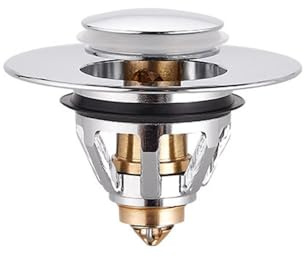 Pop-Up-Waschbeckenstöpsel, Universal-Ersatz-Messing-Abflusssieb, Filterkern, Abflussfilter für 38 mm - 43 mm Abflusssieb, Push-Typ-Haarfänger für Bad und Küche