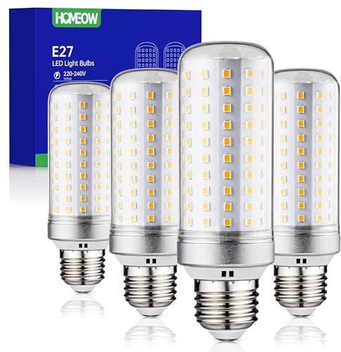 HOMEOW Lampadina LED E27 Luce Calda 3000K, 25W 2500LM, Equivalenti a 200W Lampada Tradizionale, Lampadine E27 LED Mais Risparmio Energetico, Non Dimmerabile, AC 220-240V, Set di 4