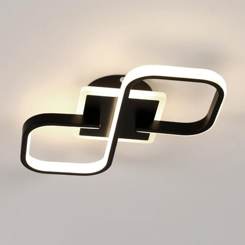 Mckalen Deckenlampe LED Wohnzimmer, 36W 4050LM 40.5CM LED Deckenleuchte Moderne Acryl, Natürliches 4500K, Schwarz Deckenleuchte für Schlafzimmer Küche Flur