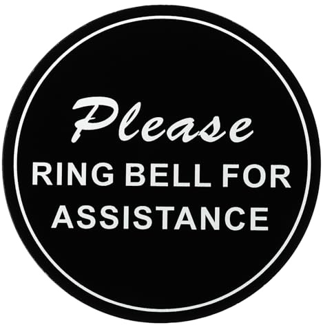 PATIKIL Please Ring Bell For Assistance Sign, 4ODx0.12T Self-Adhesive Warning Sign for Business Home Door Wall Window Office Entrance, Black Board Silver