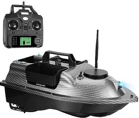HEVMEVENI RC Fishing Bait Boat with GPS, 546 Yards Remote, 3 Bait Hoppers, 4.4LBS Load, Auto Return, Low Battery & Signal Alerts, LED Night Light for Carp Fishing