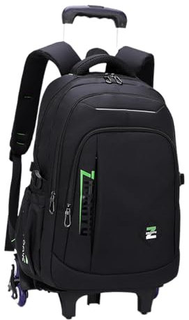 Dickly Mochila con Ruedas para Ordenador portátil, portátil, de Nailon, para Viajes, acampadas, Negocios, Adultos, Verde