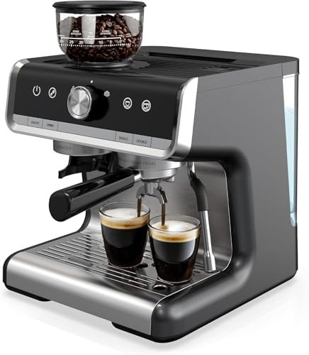 Takywep Professional 20 Bar Espresso Machine with Grinder and Milk Frother - 94 oz Removable Water Tank for Lattes and Cappuccino - Stainless Steel Coffee Maker for Home Use
