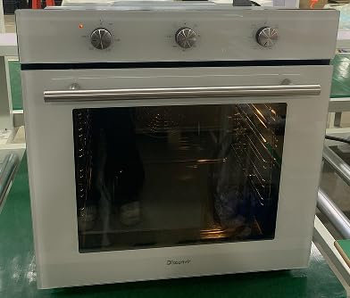 Horno Empotrable Disaenvir 60 cm Autosuficiente, Blanco, 60L 2,2kW, Timer, 6 Funciones, Con Parrilla y Bandeja de Esmalte, Calentamiento Rápido, Acristalamiento de Protección Térmica