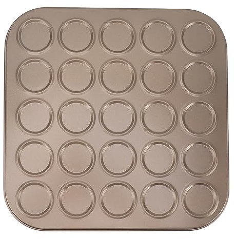 Pilipane Stampo per muffin macaron, antiaderente, teglia da forno dorata a 30 fori, realizzata in acciaio al carbonio di alta qualità, con riscaldamento uniforme e rilascio (25 fori)