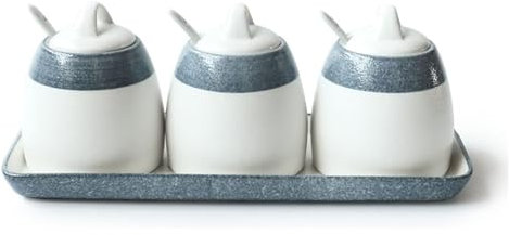 CvbGNJm Azucarero, azucarero, azucarero japonés con tapa, azucarero de cerámica, accesorios de café, vertedor de azúcar, almacenamiento de cocina(Blue and White a)