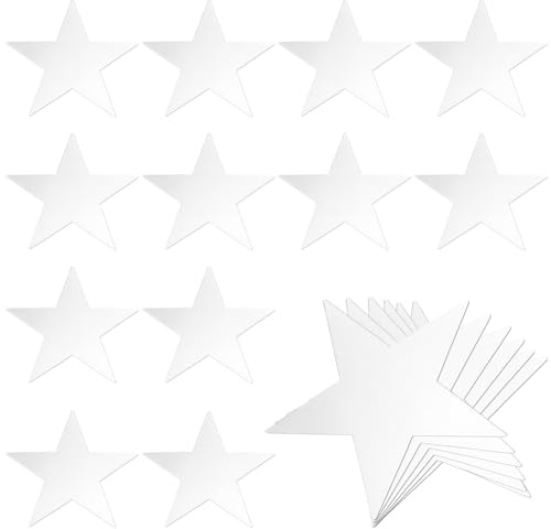 GORGECRAFT 60pcs en Forme D'Étoiles Argentées Découpées de 15cm Double Papier Imprimé Carton Pailleté Confettis à Cinq Étoiles avec Autocollant pour Bricolage Artisanat Tableau D'Affichage