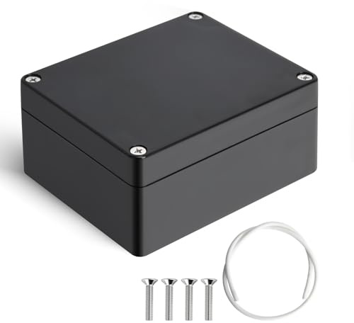 Therlan Abzweigdose Schwarz Wasserdicht IP65, Elektronik Gehäuse Anschlussdose Aufputz Schwarz Verteilerdose Außen Wasserdicht, ABS Projekt Box Kunststoff Anschlusskasten Aufputzdose 115x90x55 mm