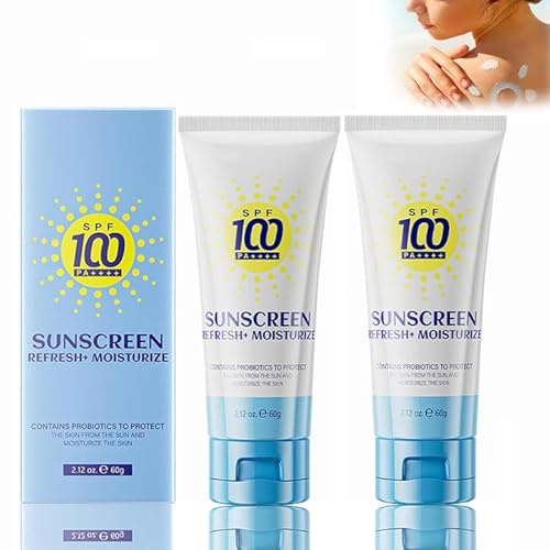 2 Stück Sonnencreme Lsf 100 Sonnenschutz Creme mit Uva/Uvb-Schutz die Textur Ist Erfrischend und Nicht Klebrig Wasserfest und Schweißfest und Bietet Lang Anhaltenden Schutz