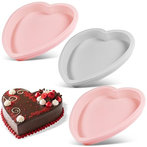 AYSYR 3 PCS Heart Shaped Cake Tin,Heart Cake Tin Silicone 6in,Cake Tins for Baking for Mothers Day DIY,Baking Pan Non-Stick Quick Release Suitable for Muffins Puddings Bread