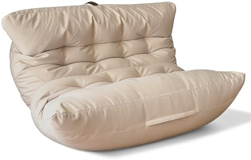 Aiire Fauteuil Pouf Salon Moderne – Pouffe Géant XXL pour 2 Personnes avec Remplissage - Idéal pour Lecture, Gaming ou Détente – Bean Bag Lit Enfant et Canapé Adulte pour Chambre Beige