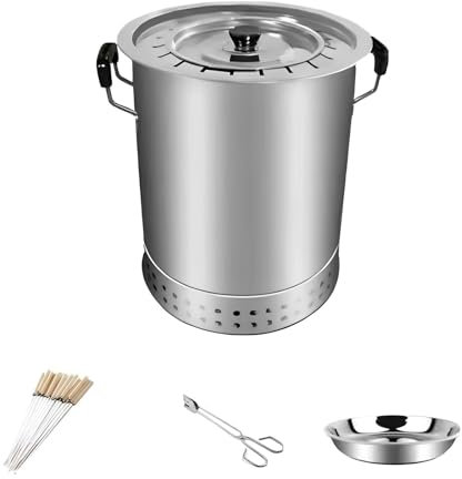 PQPQLI Barbecue A Carbone Senza Fumo Grill Barbecue Portatile Barile, Realizzato in Acciaio Inossidabile, Griglia BBQ con Raccogli Cenere può Ospitare da 3 A 5 Persone