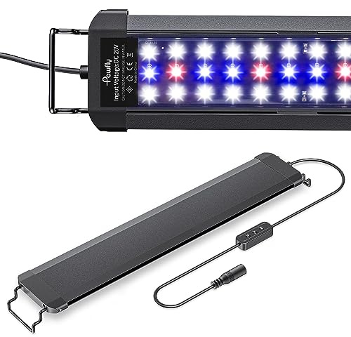 Pawfly Aquarium Light for Plants, 14 W Fish Tank Light, Full Spectrum Aquarium Lights for 45-60 cm Tanks, Extendable LED Fish Lamp with Daytime/Night Modes & Adjustable Brightness for Freshwater