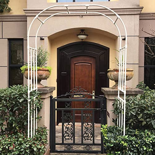 Wetterfeste Pergola für den Außenbereich, Metall, für Kletterpflanzen, Rosen und Reben, 300 cm, dekoratives Rankgitter für Rasen, Hinterhof, Terrasse und Party, Weiß