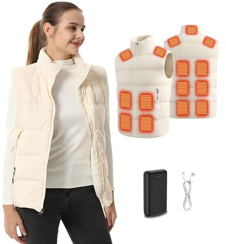 Ylightn Gilet Chauffant, Veste Chauffante Femme avec Batterie, Doudoune sans Manche Chauffante Convient pour le Ski de Plein Air