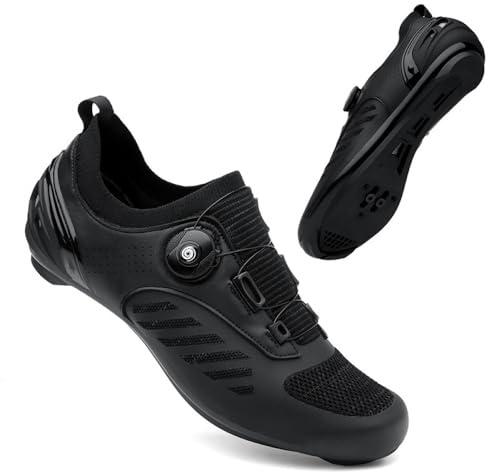 Unisex cykelskor för män och kvinnor - Andningsbara halkfria cykelskor med snurrsko bekväma cykelsneakers snurra cykelskor inomhus och utomhus, Svart, 41 EU