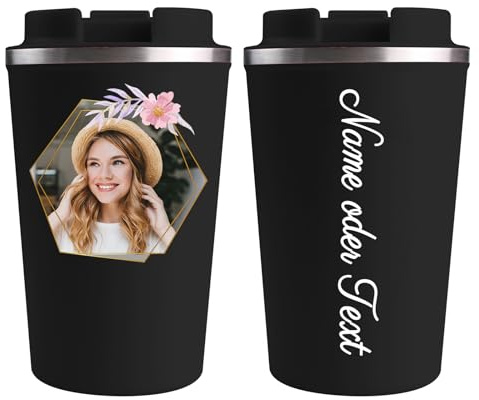 loongway Thermobecher Personalisiert mit Name und Foto Thermobecher Auslaufsicher 380ml Kaffeebecher to go Beste Freundin Geschenke Personalisierte Geschenke Frauen Geeignet für den Einsatz bei der