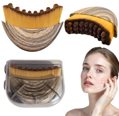 GNALIA Cepillo Facial, Masajeador Linfático Para Rostro, Drenaje Facial, Contorno De Barbilla Y Mandíbula, Tamaño Pequeño, 1 Unidad Con Caja Color Marrón