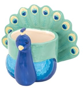 Sass & Belle Peacock Ceramic Indoor Planter – Colourful Mini Pot for Succulents, Cactus, Flower Bulbs, Quirky Home Décor, Garden Accessory, Plant Pot Gift Idea