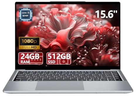 Tunhail Ordenador portatil 15.6, Core i5 hasta 3.6GHz, PC Portátil 24GB RAM 512GB SSD, Win 11 Laptop, Pantalla IPS FHD 1920x120,Type-C, USB3.0, HDMI, BT5, WIFi5, para Estudio y Trabajo