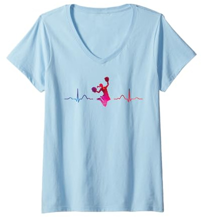 Damen Cheerleaderin Mädchen jubeln Mama Liebe Cheerleading T-Shirt mit V-Ausschnitt